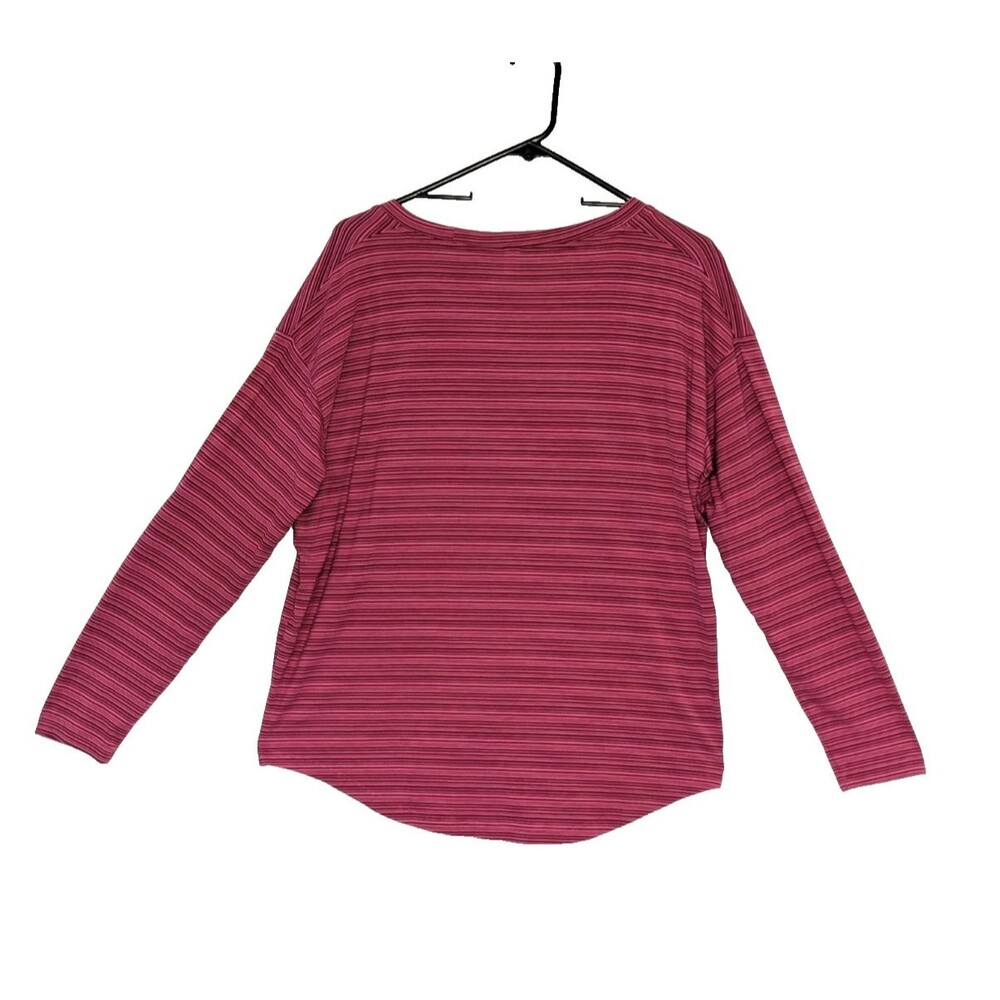 Athleta Womens Large Red Pink Cloudlight Stratus Striped Long Sleeve Top - Picture 2 of 6
